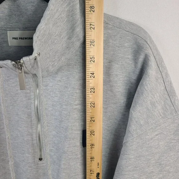 Pre Preworks Gray Half-Zip Pullover Sweatshirt With Embroidered É Logo Size L - Picture 6 of 8